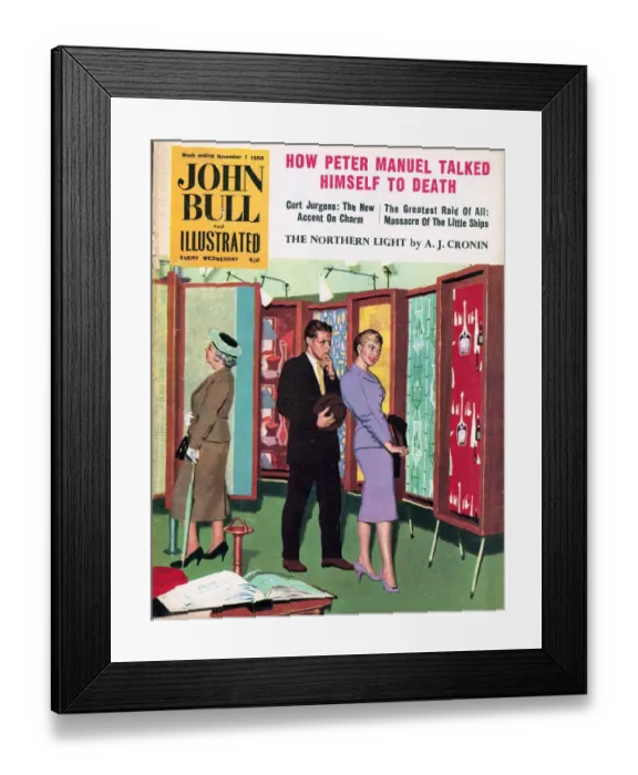 Framed Print : John Bull 1958 1950s UK wallpapers shopping shops magazines Framed Print : John Bull 1958 1950s UK wallpapers shopping shops magazines