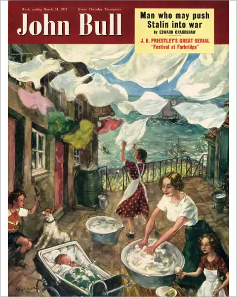 John Bull 1951 1950s UK washday washing lines housewife housewives magazines