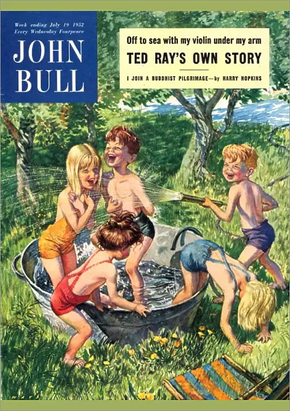 John Bull 1950s UK hoses water paddling pools innocence playing splashing magazines
