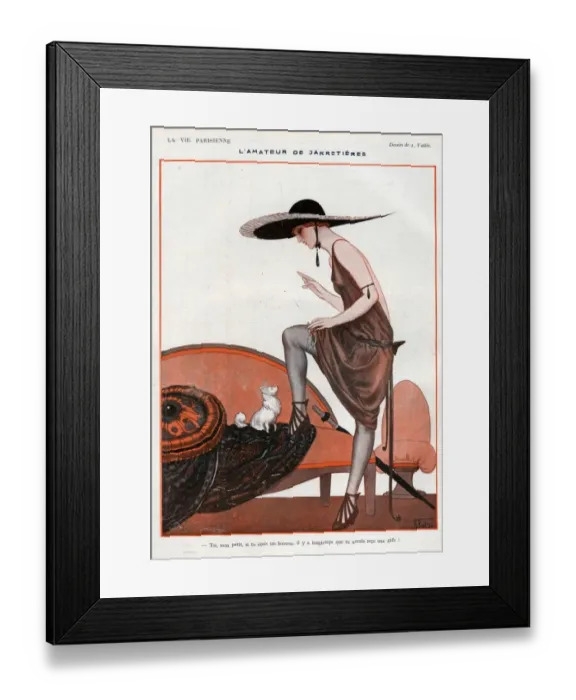Framed Print : La Vie Parisienne 1922 1920s France A Vallee illustrations erotica womens hats dogs dog