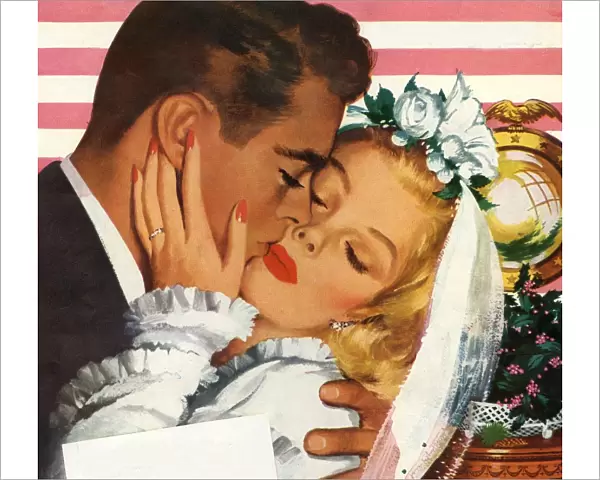 Community Cutlery 1946 1940s USA weddings brides kissing kisses