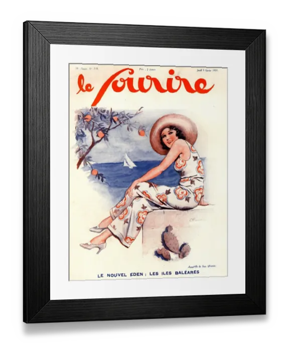 Framed Print : Le Sourire 1931 1930s France holidays womens magazines clothing clothes Framed Print : Le Sourire 1931 1930s France holidays womens magazines clothing clothes