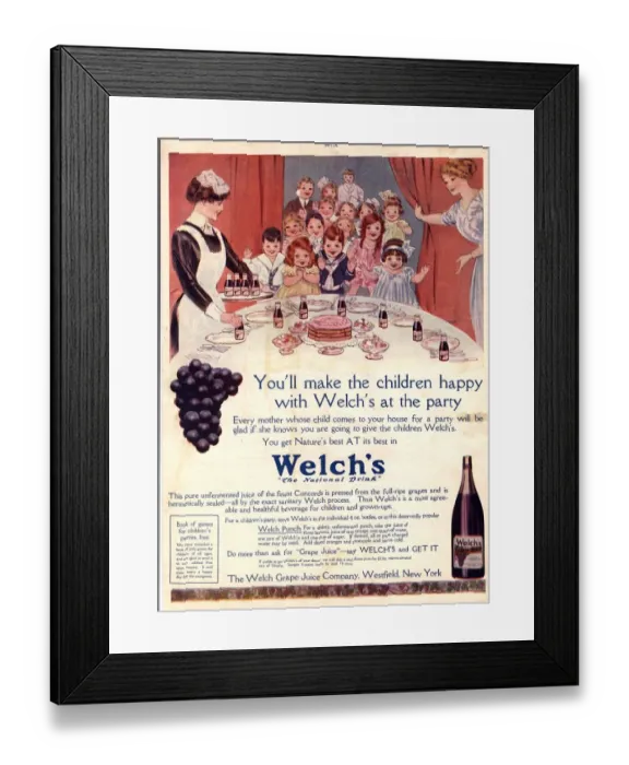 Framed Print : 1910s USA welchs juice childrens party Framed Print : 1910s USA welchs juice childrens party