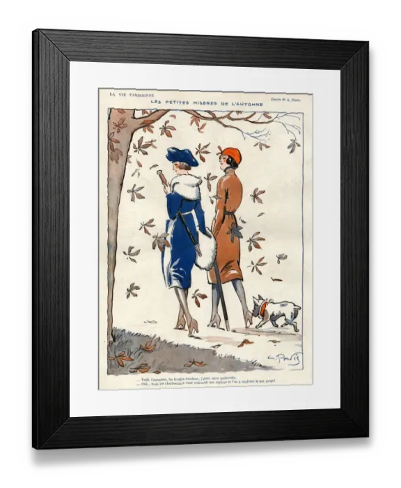 Framed Print : La Vie Parisienne 1919 1910s France Georges Pavis illustrations walking dogs Autumn Framed Print : La Vie Parisienne 1919 1910s France Georges Pavis illustrations walking dogs Autumn