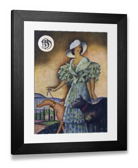 Framed Print : Blanco y Negro 1925 1920s Spain cc walking dogs women woman