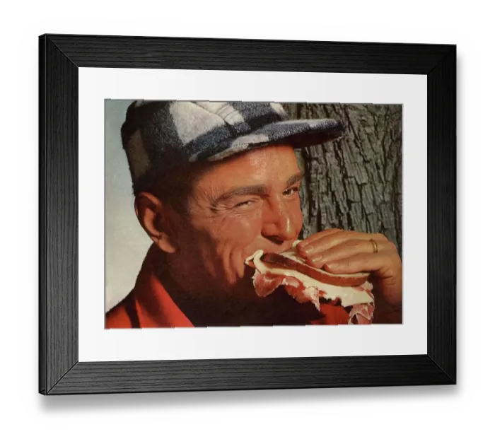 Framed Print : 1950s USA eating sandwiches meat cheese Framed Print : 1950s USA eating sandwiches meat cheese