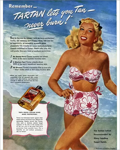 1940s USA tartan lotions swim suits swimwear swimming creams costumes womens suntans