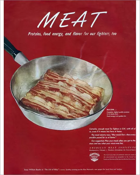 American Meat Institute 1950s USA bacon frying pans rashers
