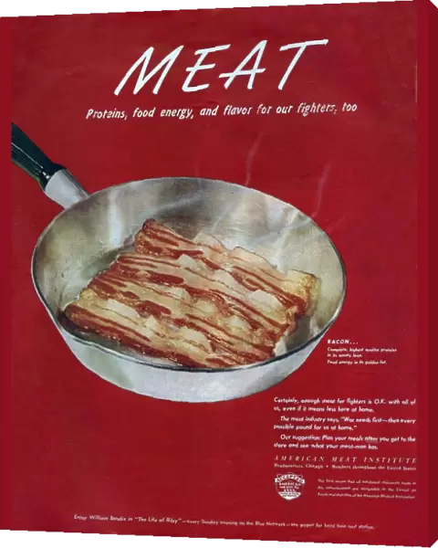 American Meat Institute 1950s USA bacon frying pans rashers