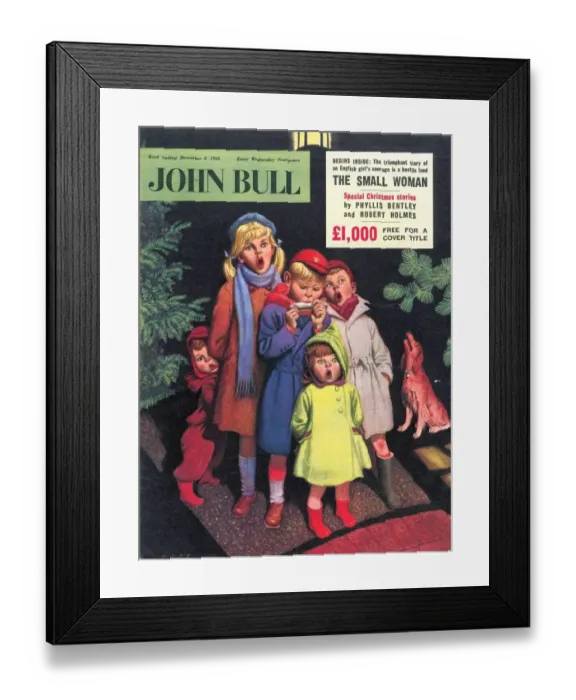 Framed Print : John Bull 1950s UK carol singers magazines singing