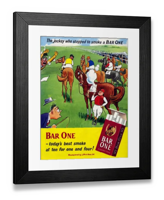 Framed Print : Bar One 1952 1950s UK horses racing humour h m bateman Framed Print : Bar One 1952 1950s UK horses racing humour h m bateman