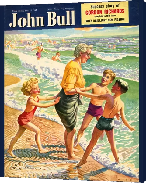John Bull 1950s UK holidays grandmothers sea beaches seaside waves paddling encouragement