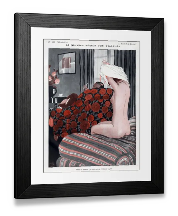 Framed Print : La Vie Parisienne 1923 1920s France Georges Leonnec illustrations erotica undressing Framed Print : La Vie Parisienne 1923 1920s France Georges Leonnec illustrations erotica undressing