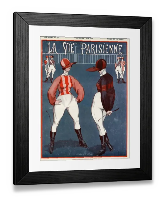 Framed Print : La vie Parisienne 1920 1920s France Vallee magazines womens woman jockeys illustrations Framed Print : La vie Parisienne 1920 1920s France Vallee magazines womens woman jockeys illustrations