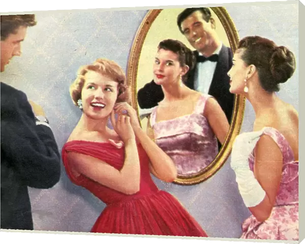 Getting Ready to Go out 1958 1950s UK illustrations mens womens dresses evening