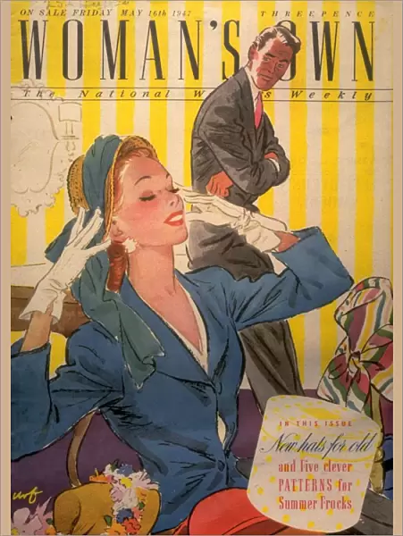 Womans Own 1947 1940s UK husbands and wives shopping womens hats covers magazines