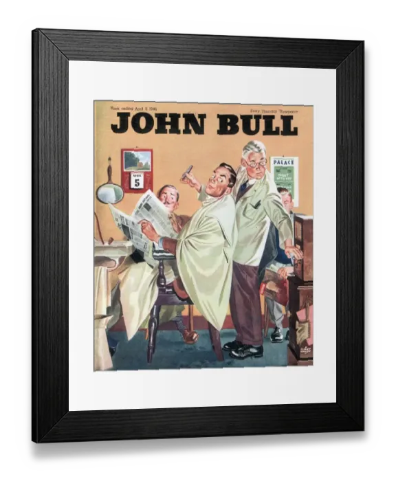 Framed Print : John Bull 1950s UK barbers mens radios magazines Framed Print : John Bull 1950s UK barbers mens radios magazines