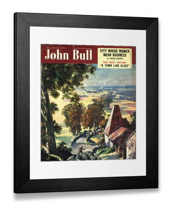 Framed Print : John Bull 1950 1950s UK the countryside farms farmers shepherds sheep magazines