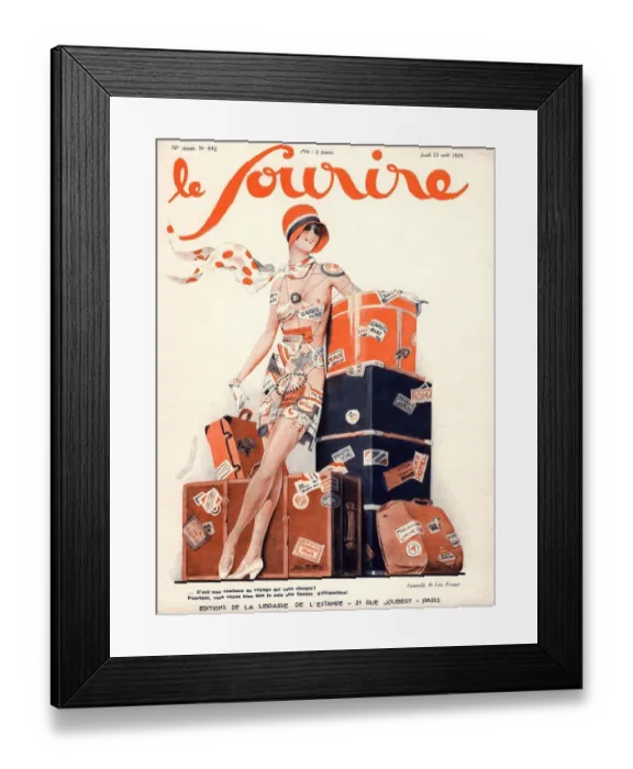 Framed Print : Le Sourire 1929 1920s France luggage holidays erotica magazines Framed Print : Le Sourire 1929 1920s France luggage holidays erotica magazines