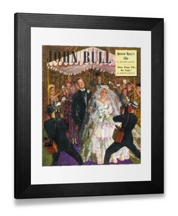 Framed Print : John Bull 1949 1940s UK love marriages weddings brides bridegrooms photography cameras