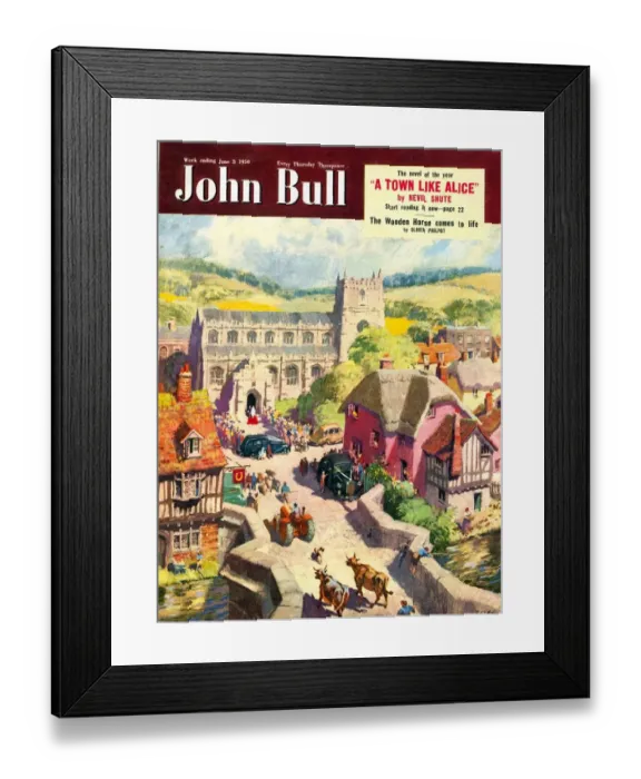 Framed Print : John Bull 1950s UK love marriages weddings churches villages countryside magazines
