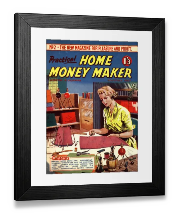 Framed Print : Home Money Maker 1950s UK get rich quick schemes working at home lamps lampshades Framed Print : Home Money Maker 1950s UK get rich quick schemes working at home lamps lampshades