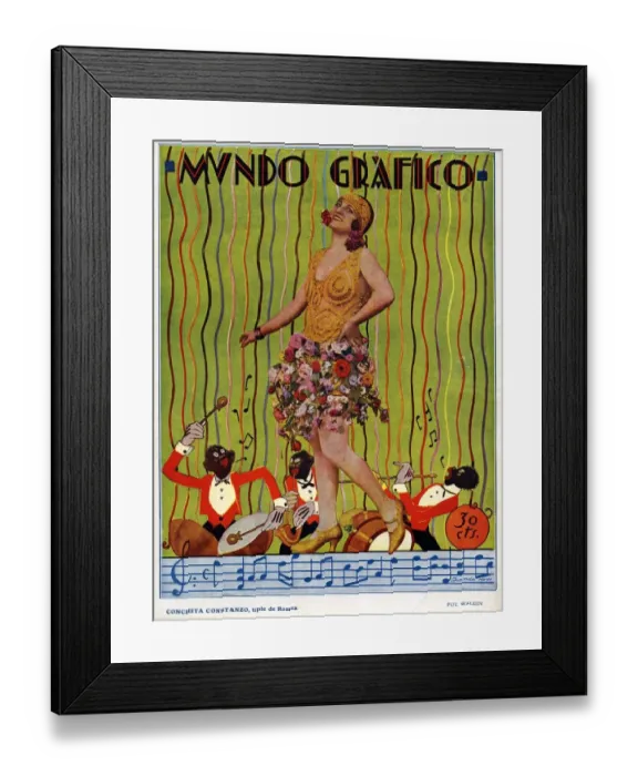 Framed Print : Mundo Grafico 1927 1920s Spain cc magazines bands flowers Jazz Framed Print : Mundo Grafico 1927 1920s Spain cc magazines bands flowers Jazz