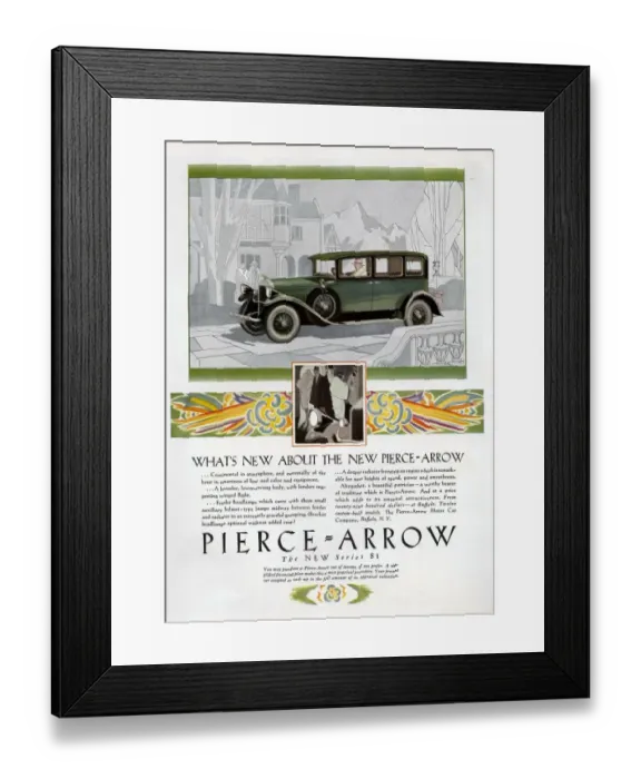 Framed Print : Pierce Arrow 1928 1920s USA cc cars Framed Print : Pierce Arrow 1928 1920s USA cc cars