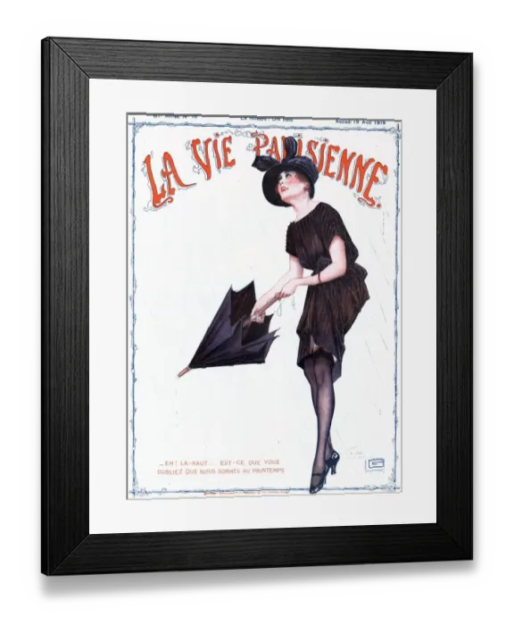 Framed Print : La Vie Parisienne 1919 1910s France glamour erotica magazines umbrellas raining womens Framed Print : La Vie Parisienne 1919 1910s France glamour erotica magazines umbrellas raining womens