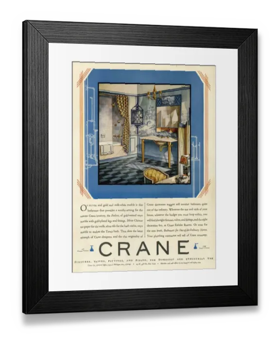 Framed Print : Crane 1930s USA cc interiors bathrooms baths Framed Print : Crane 1930s USA cc interiors bathrooms baths