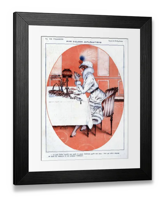 Framed Print : La Vie Parisienne 1919 1910s France cc womens hats coats furs tea coffee Framed Print : La Vie Parisienne 1919 1910s France cc womens hats coats furs tea coffee