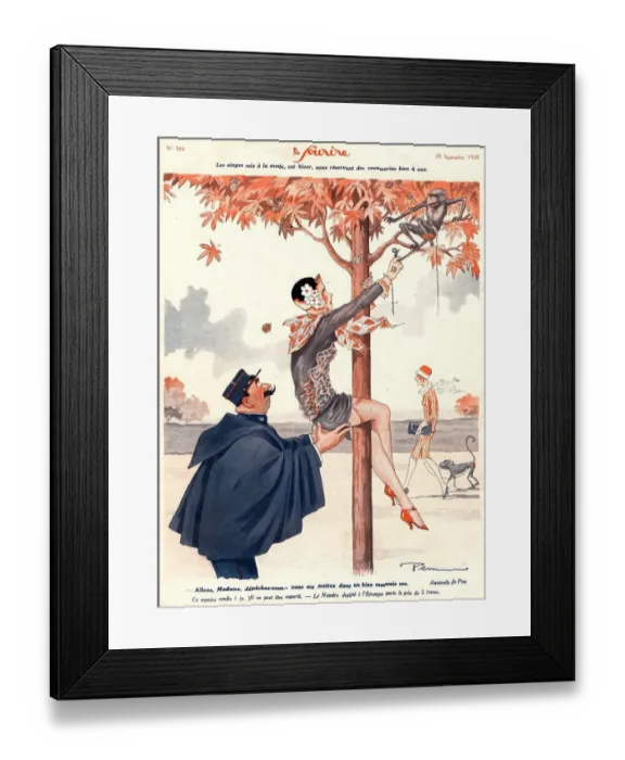 Framed Print : Le Sourire 1920s France glamour erotica police climbing trees magazines Framed Print : Le Sourire 1920s France glamour erotica police climbing trees magazines