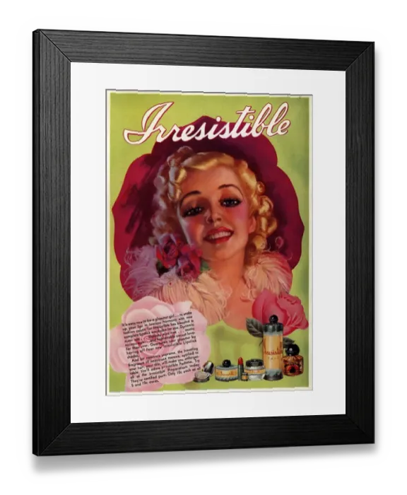 Framed Print : Irresistible 1930s USA make-up makeup make up womens womens portraits iws Framed Print : Irresistible 1930s USA make-up makeup make up womens womens portraits iws