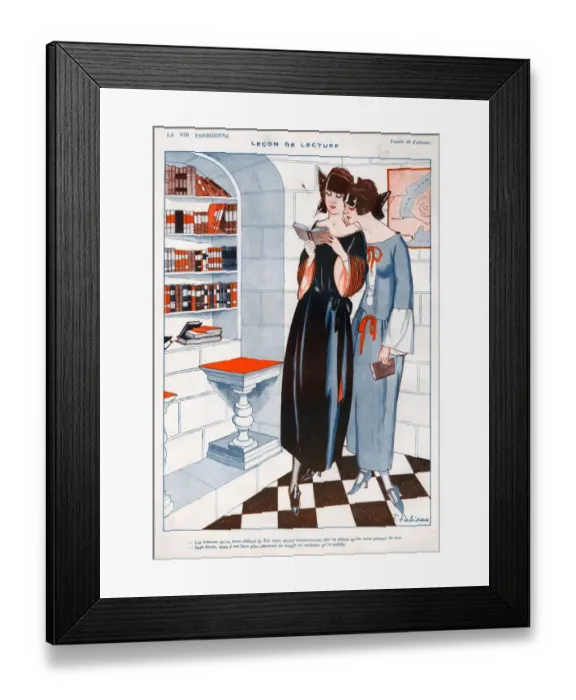 Framed Print : La Vie Parisienne 1922 1920s France F Fabiano illustrations reading books book shops Framed Print : La Vie Parisienne 1922 1920s France F Fabiano illustrations reading books book shops