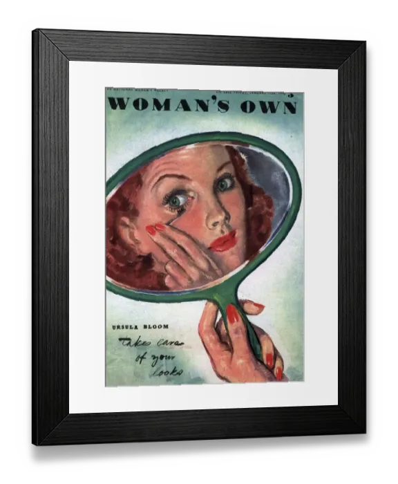 Framed Print : Womans Own 1944 1940s UK make-up makeup mascara magazines