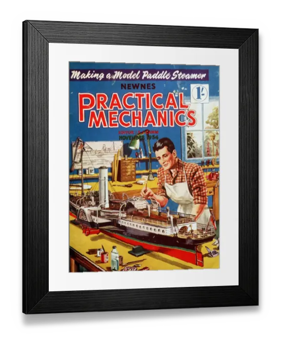 Framed Print : Practical Mechanics 1950s UK models hobbies magazines Framed Print : Practical Mechanics 1950s UK models hobbies magazines