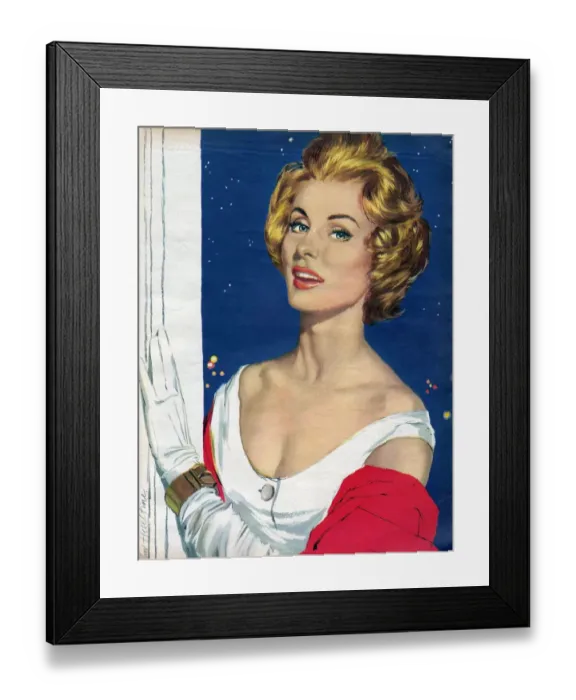 Framed Print : John Bull 1950s UK womens story illustrations portraits gloves eveningwear Framed Print : John Bull 1950s UK womens story illustrations portraits gloves eveningwear
