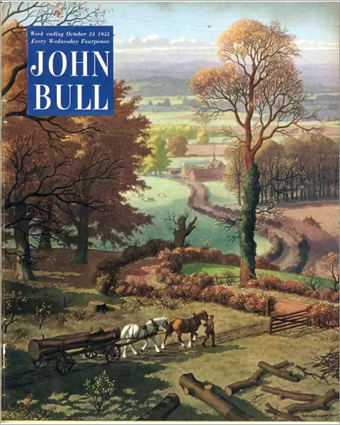 John Bull 1953 1950s UK rural farming countryside horses logs farms magazines