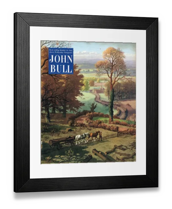 Framed Print : John Bull 1953 1950s UK rural farming countryside horses logs farms magazines Framed Print : John Bull 1953 1950s UK rural farming countryside horses logs farms magazines