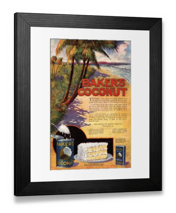 Framed Print : 1910s USA bakers coconuts cakes baking cocoanuts Framed Print : 1910s USA bakers coconuts cakes baking cocoanuts