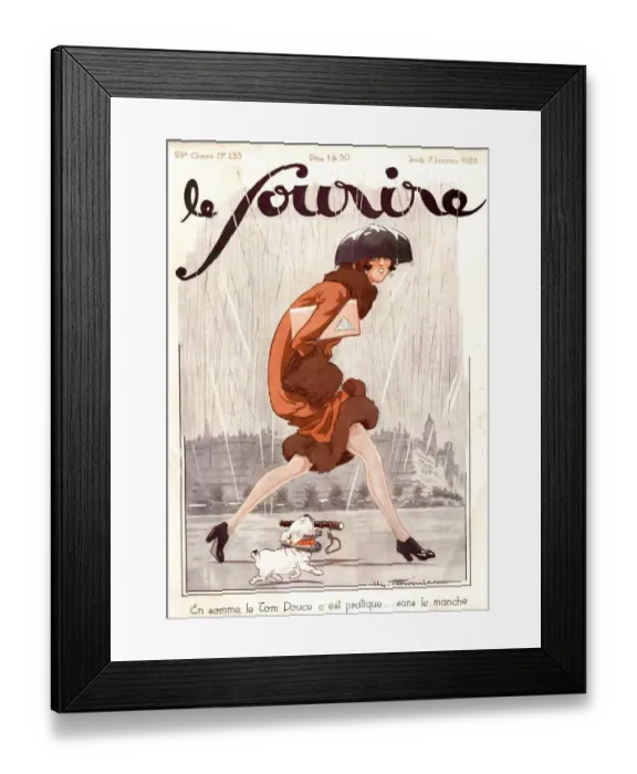 Framed Print : Le Sourire 1926 1920s France seasons winter raining womens magazines