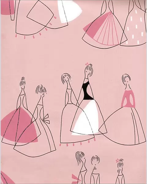 Women in Dresses 1950s UK mcitnt illustrations wallpapers interiors