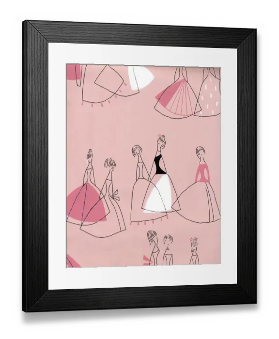 Framed Print : Women in Dresses 1950s UK mcitnt illustrations wallpapers interiors