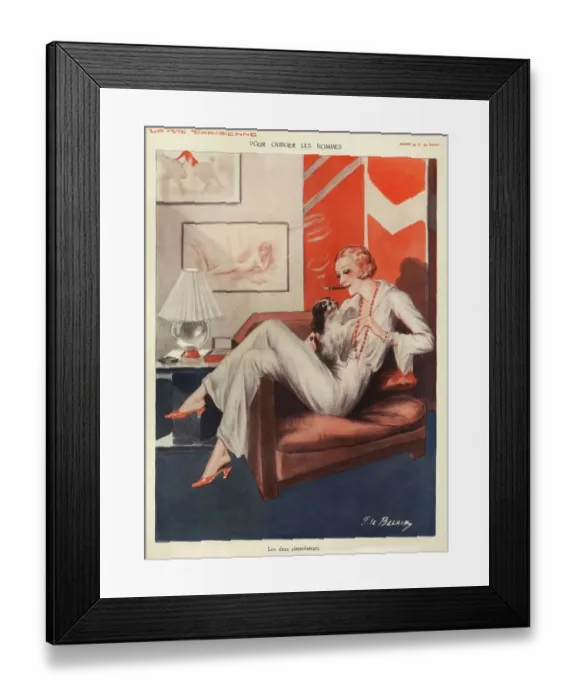 Framed Print : La Vie Parisienne 1931 1930s France cc womens dogs relaxing Framed Print : La Vie Parisienne 1931 1930s France cc womens dogs relaxing