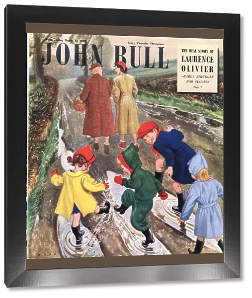 John Bull 1949 1940s UK puddles winter raining magazines