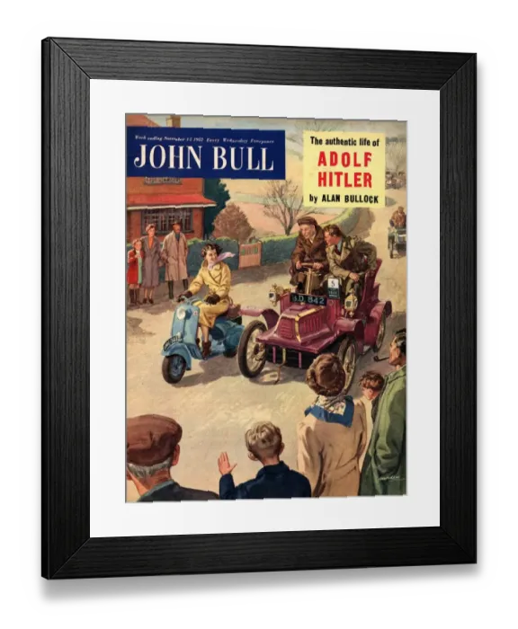Framed Print : John Bull 1952 1950s UK veteran cars rallies scooters flirting magazines Framed Print : John Bull 1952 1950s UK veteran cars rallies scooters flirting magazines