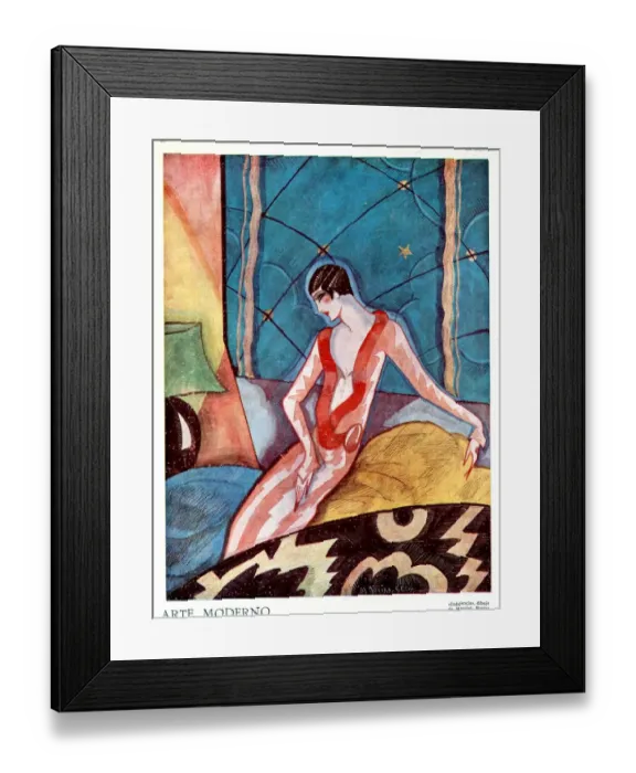 Framed Print : Art Deco Woman 1920s France La Esfera cc art deco illustrations Portraits