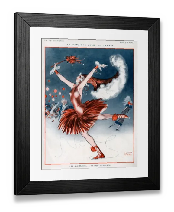 Framed Print : La Vie Parisienne 1924 1920s France A Vallee illustrations ice-skating ice skating