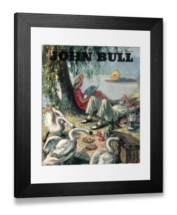 Framed Print : John Bull 1946 1940s UK picnics birds swans magazines Framed Print : John Bull 1946 1940s UK picnics birds swans magazines
