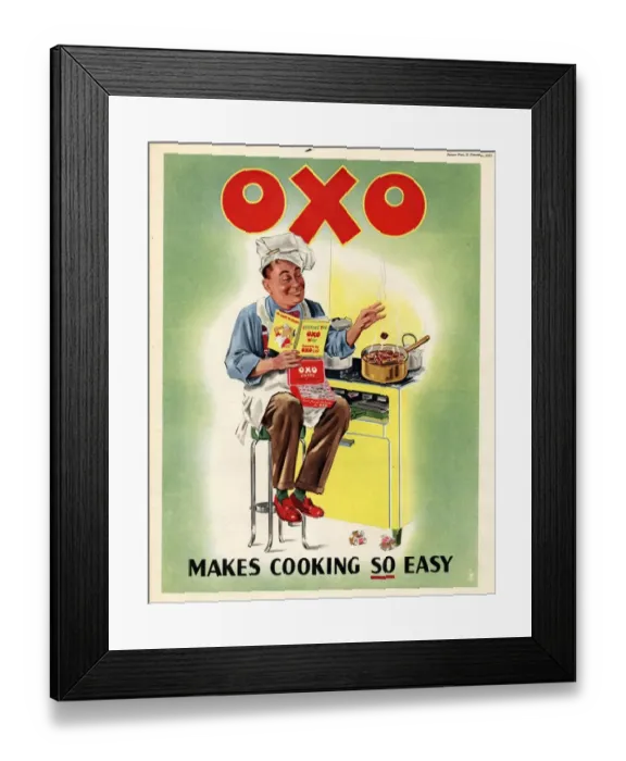Framed Print : OXO 1950s UK chefs cooking Framed Print : OXO 1950s UK chefs cooking